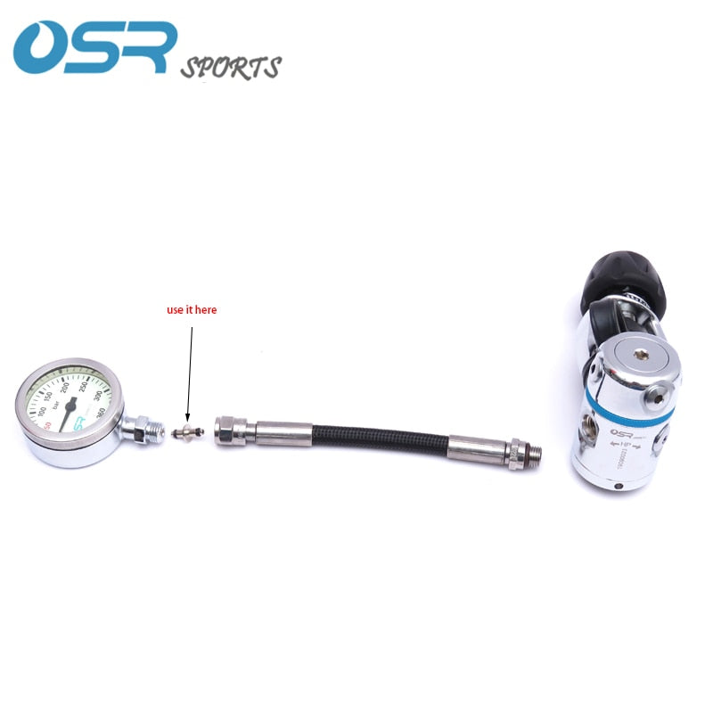 High Pressure Scuba Hose Swivel Air Reel HP Gauge Pin for SPG Computer Gauges with O-ring