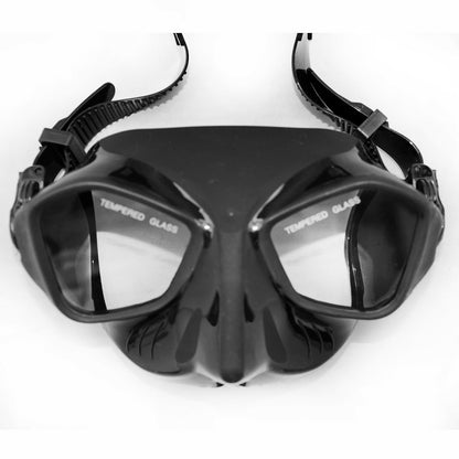 Masque de plongée de chasse sous-marine à volume extrêmement faible, sangle de jupe en silicone noir, masque de plongée sans lentille trempée, engrenages de chasse sous-marine pour adultes