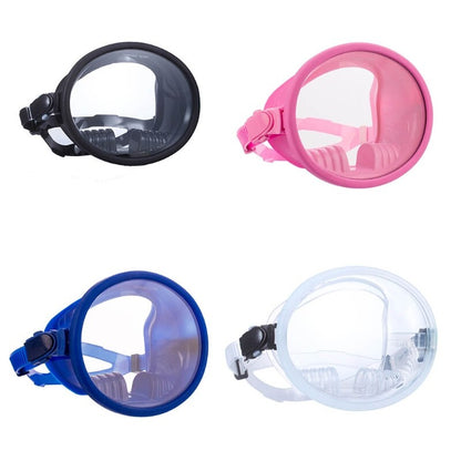 Retro Single Lens Oval Diving Mask Fog Free Tempered Glass Silicone Comfort Fit Snorkelling &amp; Spearfishing